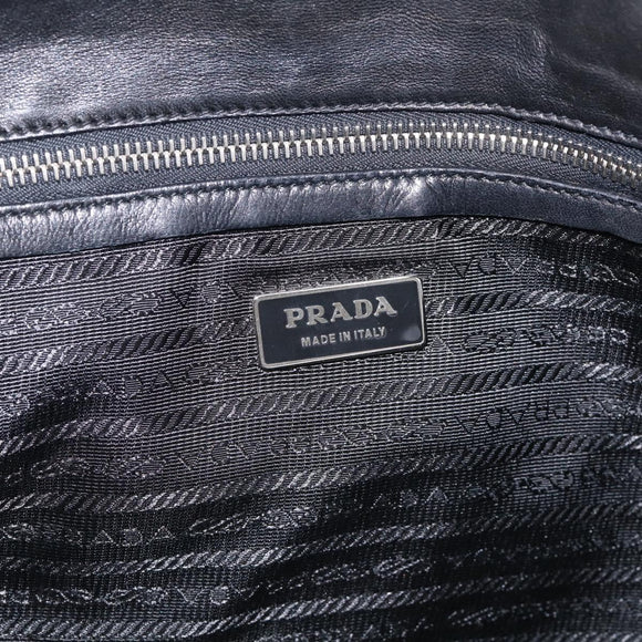 PRADA Hand Bag Nylon Black Silver Auth ep16937V