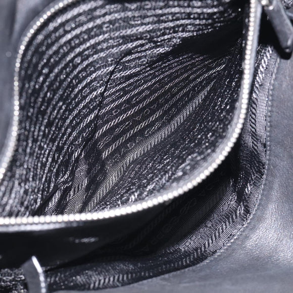 PRADA Hand Bag Nylon Black Silver Auth ep16937V