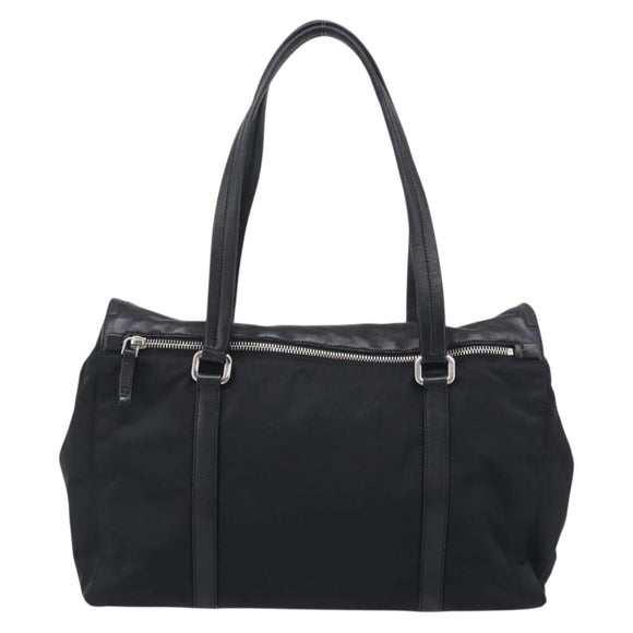 PRADA Hand Bag Nylon Black Silver Auth ep16937V
