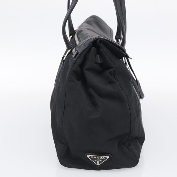 PRADA Hand Bag Nylon Black Silver Auth ep16937V