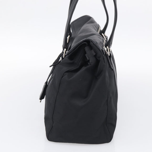 PRADA Hand Bag Nylon Black Silver Auth ep16937V