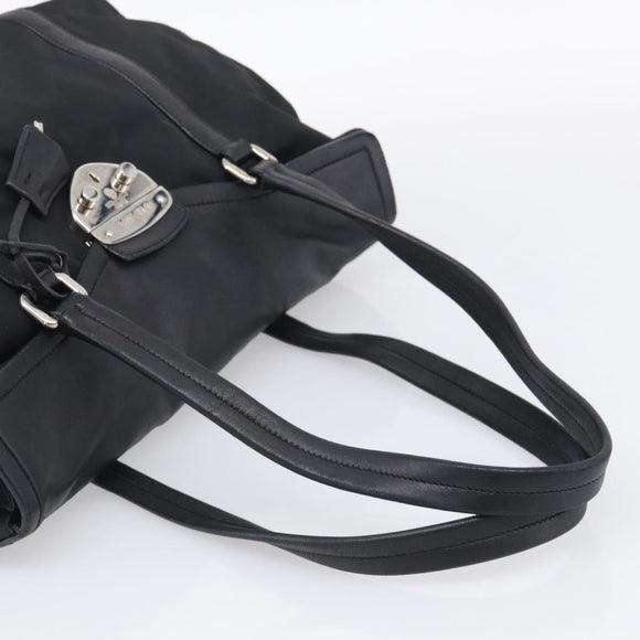 PRADA Hand Bag Nylon Black Silver Auth ep16937V