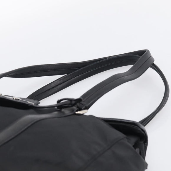 PRADA Hand Bag Nylon Black Silver Auth ep16937V