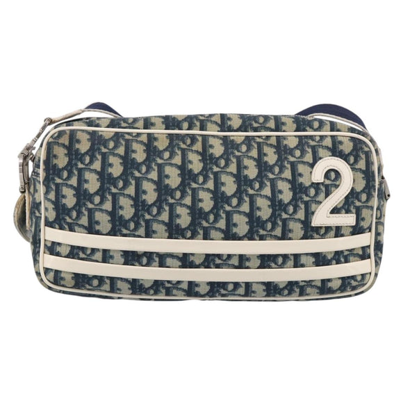 Christian Dior Trotter Shoulder Bag PVC Blue Silver Auth ep16942