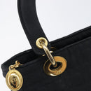 Christian Dior Lady Dior Canage Hand Bag Canvas Black Gold Tone Auth ep16956-15