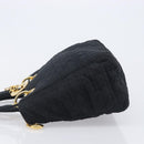 Christian Dior Lady Dior Canage Hand Bag Canvas Black Gold Tone Auth ep16956-5