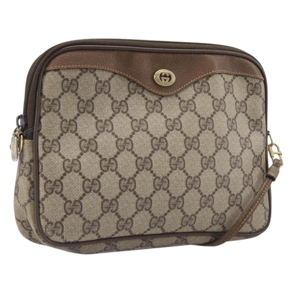 GUCCI GG Supreme Shoulder Bag PVC Beige Gold Tone 97 02 068 Auth ep16964