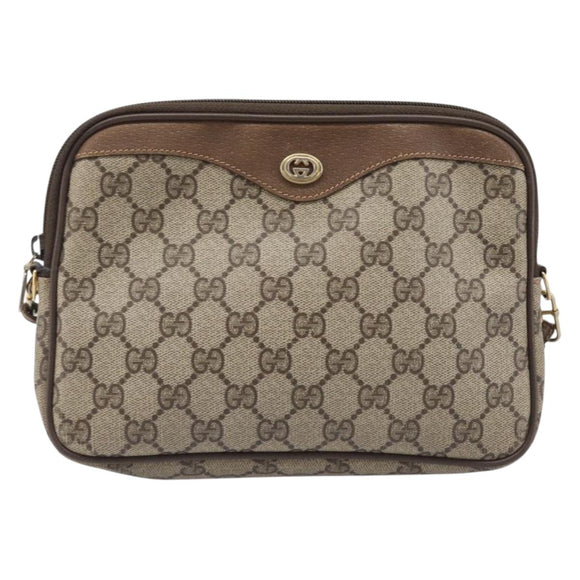 GUCCI GG Supreme Shoulder Bag PVC Beige Gold Tone 97 02 068 Auth ep16964