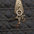 Christian Dior Canage Shoulder Bag Canvas Black Gold Tone Auth ep16966V-15