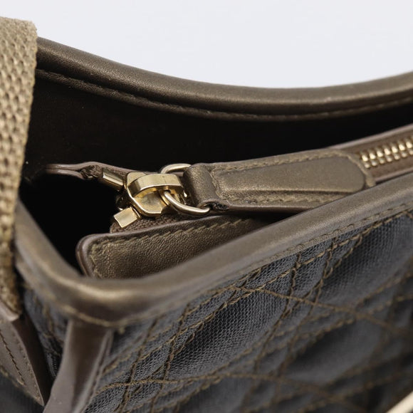 Christian Dior Canage Shoulder Bag Canvas Black Gold Tone Auth ep16966V