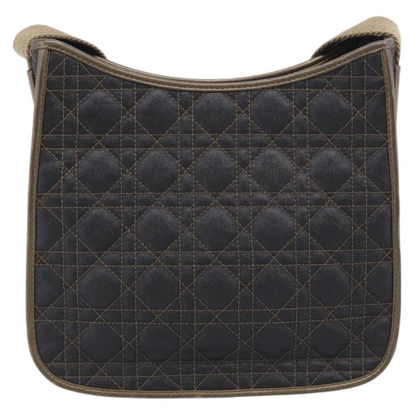 Christian Dior Canage Shoulder Bag Canvas Black Gold Tone Auth ep16966V