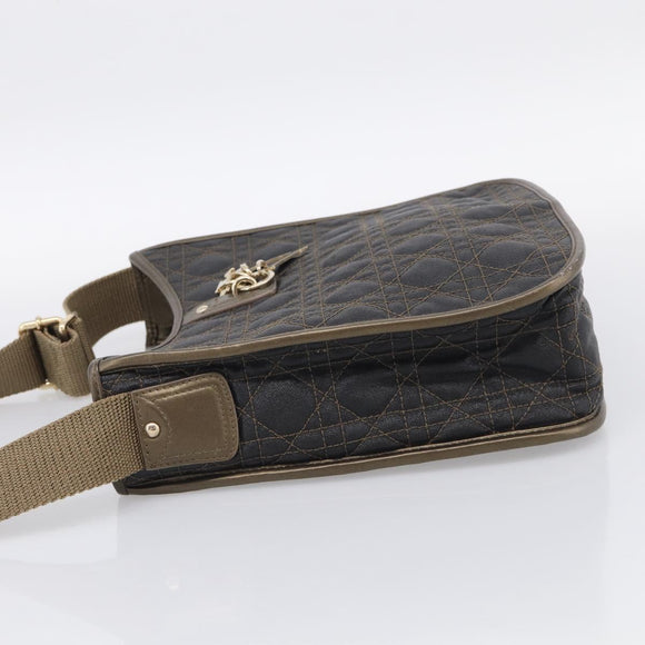 Christian Dior Canage Shoulder Bag Canvas Black Gold Tone Auth ep16966V