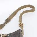 Christian Dior Canage Shoulder Bag Canvas Black Gold Tone Auth ep16966V-8