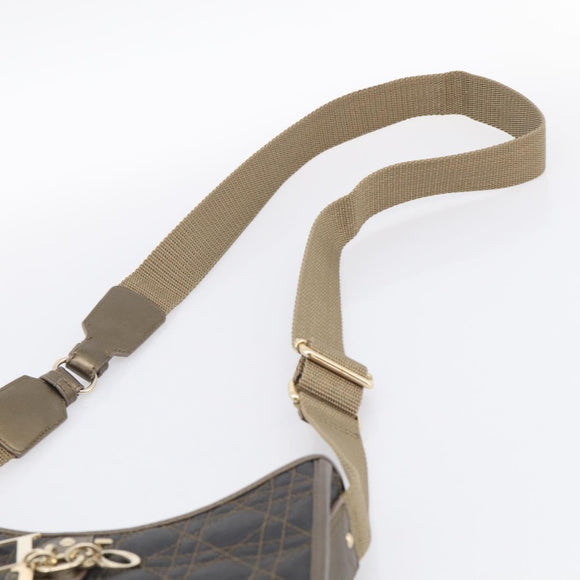 Christian Dior Canage Shoulder Bag Canvas Black Gold Tone Auth ep16966V
