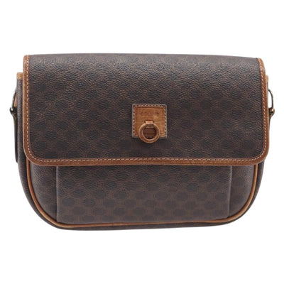 CELINE Macadam Shoulder Bag PVC Brown Gold Tone Auth ep16982 - 0