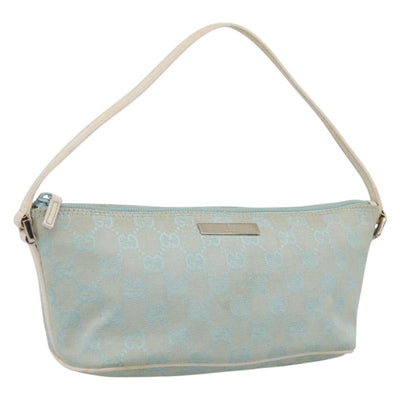 GUCCI GG Canvas Accessory Pouch Light Blue Silver 039 1103 Auth ep16987
