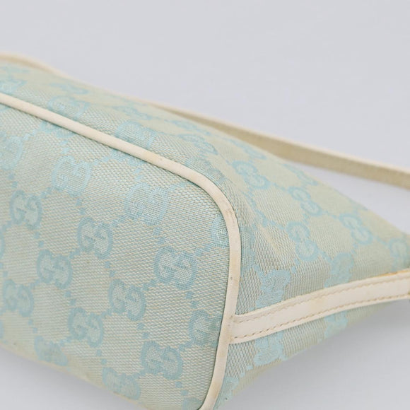 GUCCI GG Canvas Accessory Pouch Light Blue Silver 039 1103 Auth ep16987