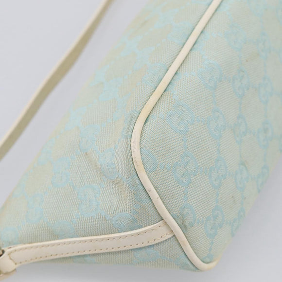 GUCCI GG Canvas Accessory Pouch Light Blue Silver 039 1103 Auth ep16987
