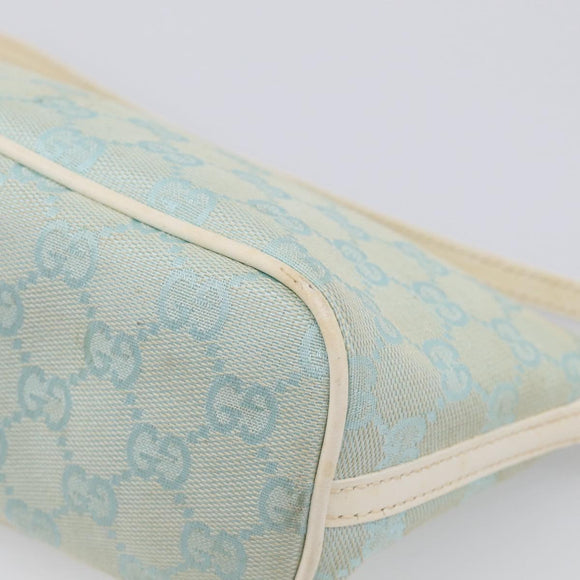 GUCCI GG Canvas Accessory Pouch Light Blue Silver 039 1103 Auth ep16987