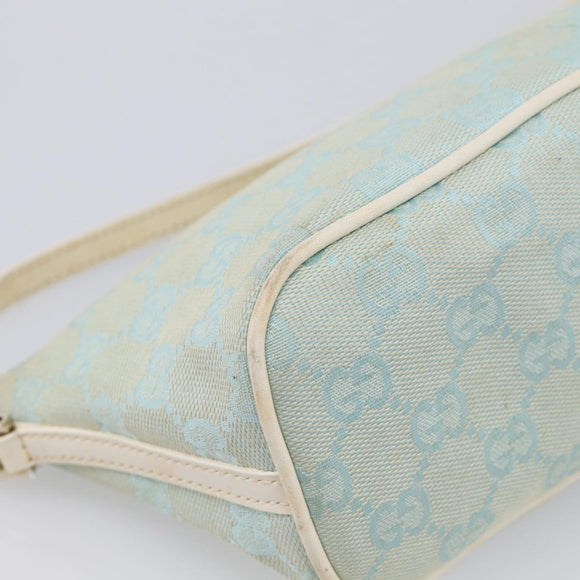 GUCCI GG Canvas Accessory Pouch Light Blue Silver 039 1103 Auth ep16987