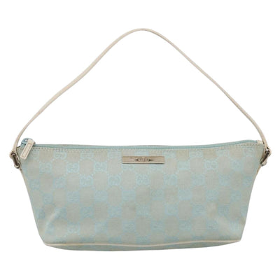 GUCCI GG Canvas Accessory Pouch Light Blue Silver 039 1103 Auth ep16987 - 0