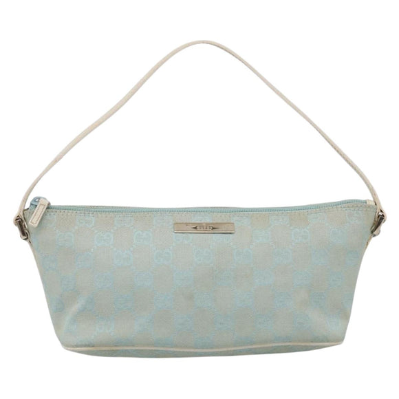 GUCCI GG Canvas Accessory Pouch Light Blue Silver 039 1103 Auth ep16987