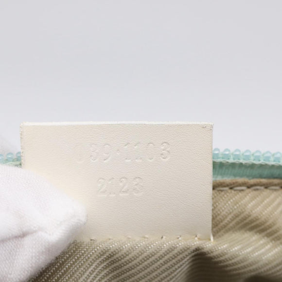 GUCCI GG Canvas Accessory Pouch Light Blue Silver 039 1103 Auth ep16987