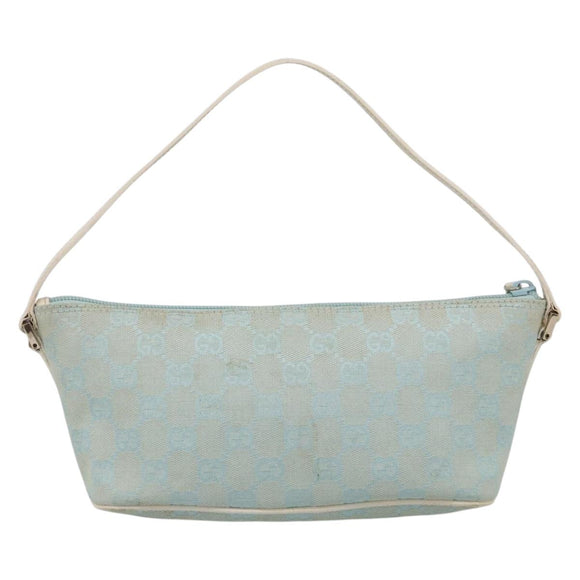 GUCCI GG Canvas Accessory Pouch Light Blue Silver 039 1103 Auth ep16987