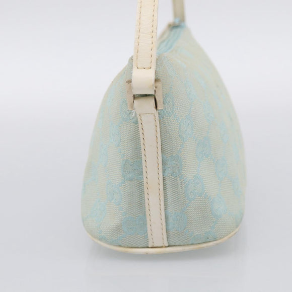 GUCCI GG Canvas Accessory Pouch Light Blue Silver 039 1103 Auth ep16987