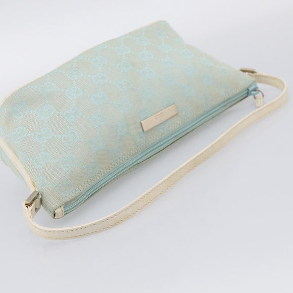 GUCCI GG Canvas Accessory Pouch Light Blue Silver 039 1103 Auth ep16987