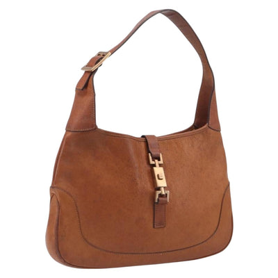 GUCCI Jackie Hand Bag Leather Brown Gold Tone 00963 Auth ep16998