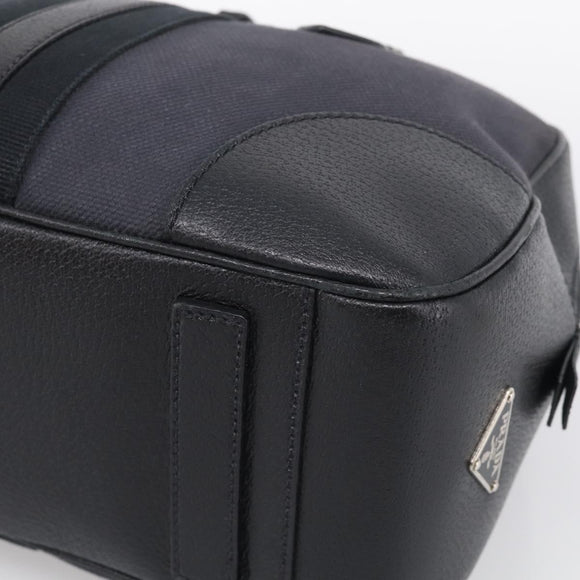PRADA Hand Bag Canvas Black Silver Auth ep17002