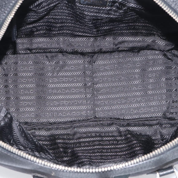 PRADA Hand Bag Canvas Black Silver Auth ep17002