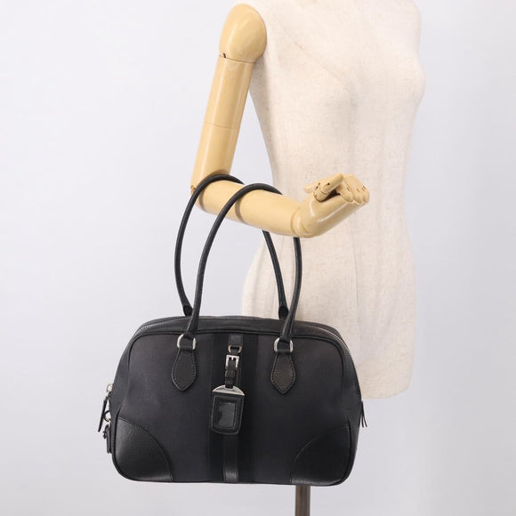 PRADA Hand Bag Canvas Black Silver Auth ep17002