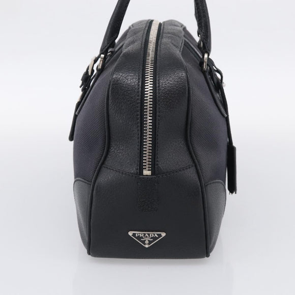 PRADA Hand Bag Canvas Black Silver Auth ep17002
