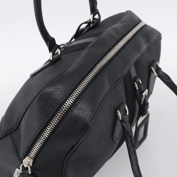 PRADA Hand Bag Canvas Black Silver Auth ep17002