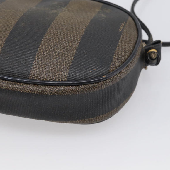 FENDI Pecan Shoulder Bag PVC Brown Gold Tone Auth ep17012