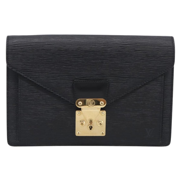 LOUIS VUITTON Epi Sellier Dragonne Clutch Bag Black M52612 LV Auth ep17023A