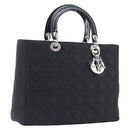 Christian Dior Lady Dior Canage Hand Bag Nylon Black Auth ep17029V-1