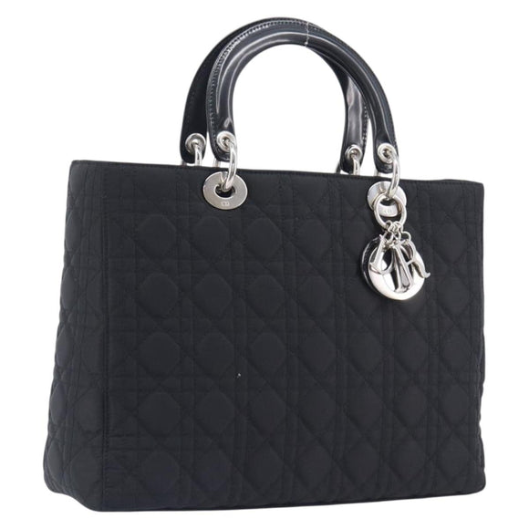 Christian Dior Lady Dior Canage Hand Bag Nylon Black Auth ep17029V