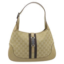 GUCCI GG Canvas Jackie Sherry Line Hand Bag Beige Silver 00963 Auth ep17050V-2