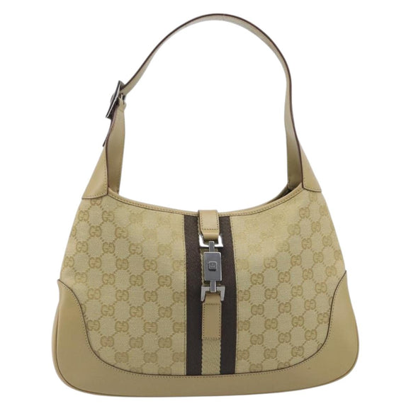GUCCI GG Canvas Jackie Sherry Line Hand Bag Beige Silver 00963 Auth ep17050V