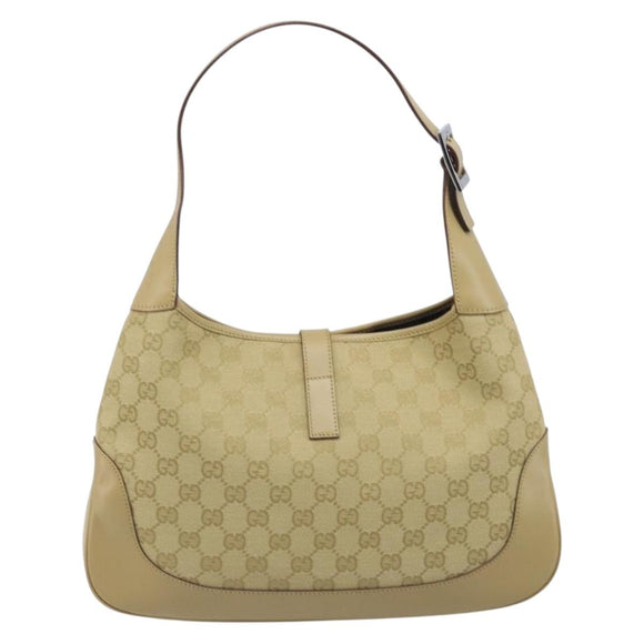 GUCCI GG Canvas Jackie Sherry Line Hand Bag Beige Silver 00963 Auth ep17050V