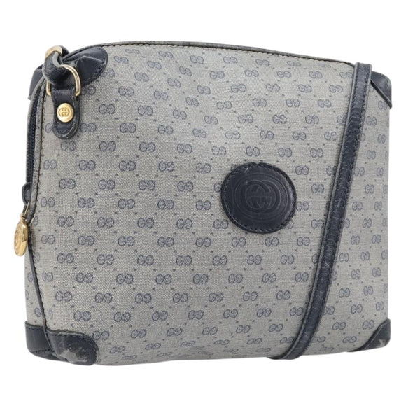 GUCCI Micro GG Shoulder Bag PVC Navy Gold Tone 007 115 0093 Auth ep17052