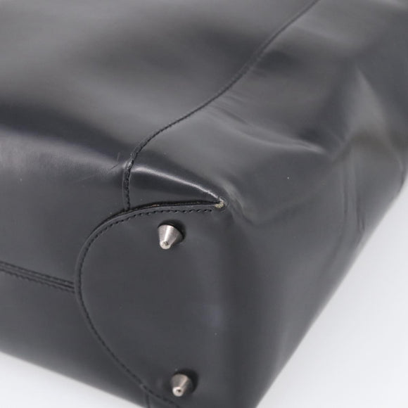 Christian Dior Maris Pearl Hand Bag Leather 2way Black Silver Auth ep17063
