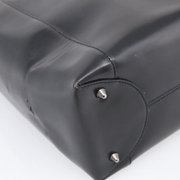 Christian Dior Maris Pearl Hand Bag Leather 2way Black Silver Auth ep17063