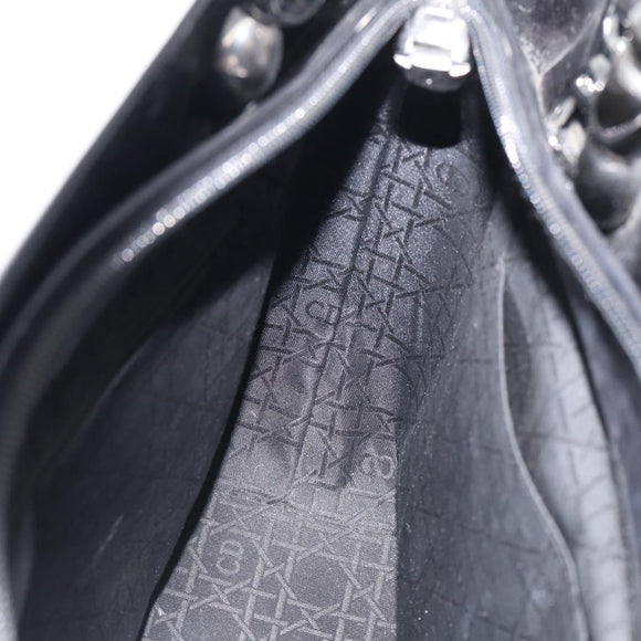Christian Dior Maris Pearl Hand Bag Leather 2way Black Silver Auth ep17063