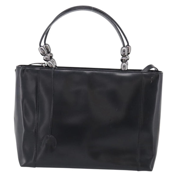 Christian Dior Maris Pearl Hand Bag Leather 2way Black Silver Auth ep17063