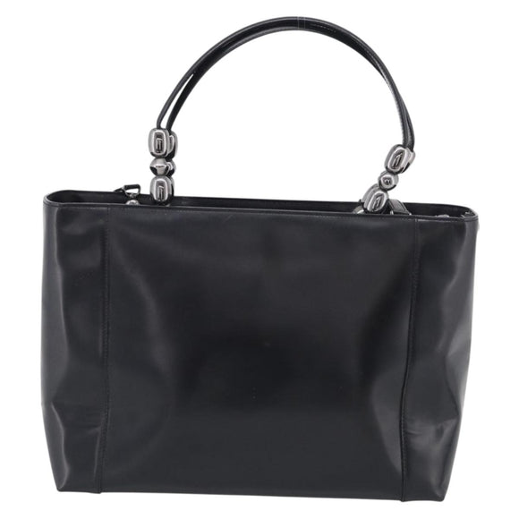 Christian Dior Maris Pearl Hand Bag Leather 2way Black Silver Auth ep17063