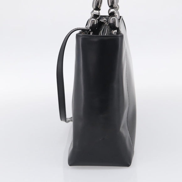 Christian Dior Maris Pearl Hand Bag Leather 2way Black Silver Auth ep17063